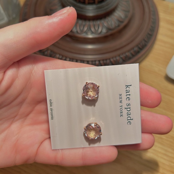 NWT Kate Spade Rose Gold Cubic Zirconia Studs - Picture 3 of 4